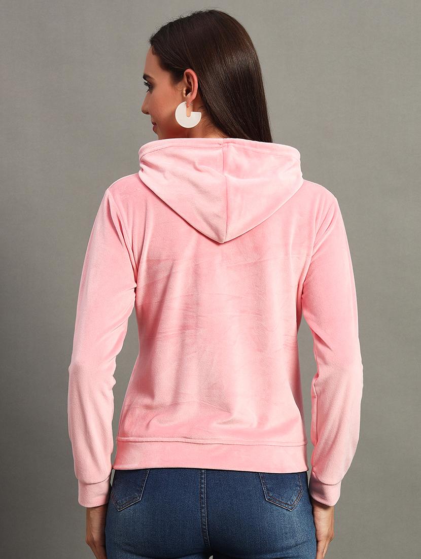 women plain hooded zipper sweatshirt - 21635058 - Standard Image - 2