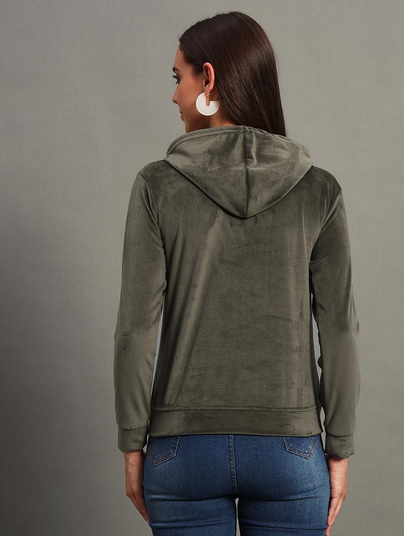 women solid long sleeve zipper sweatshirt - 21635062 - Standard Image - 2