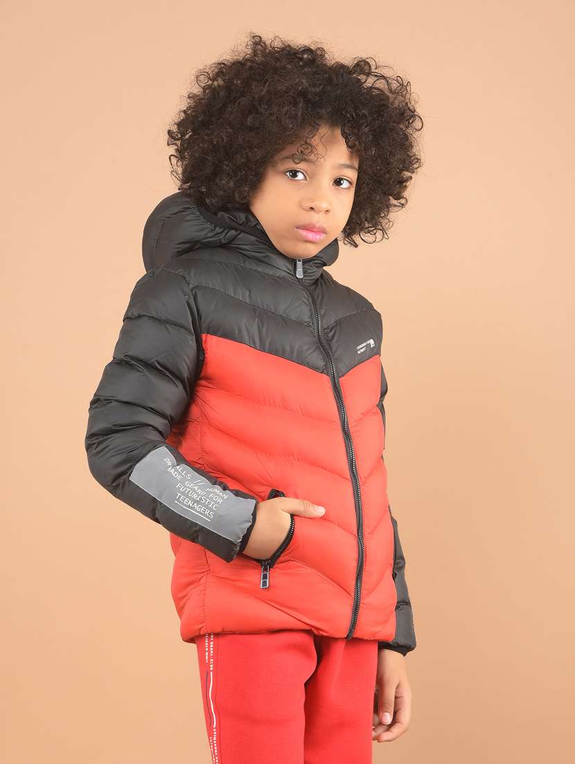 boys color block quilted hooded jacket - 21635449 -  Standard Image - 2