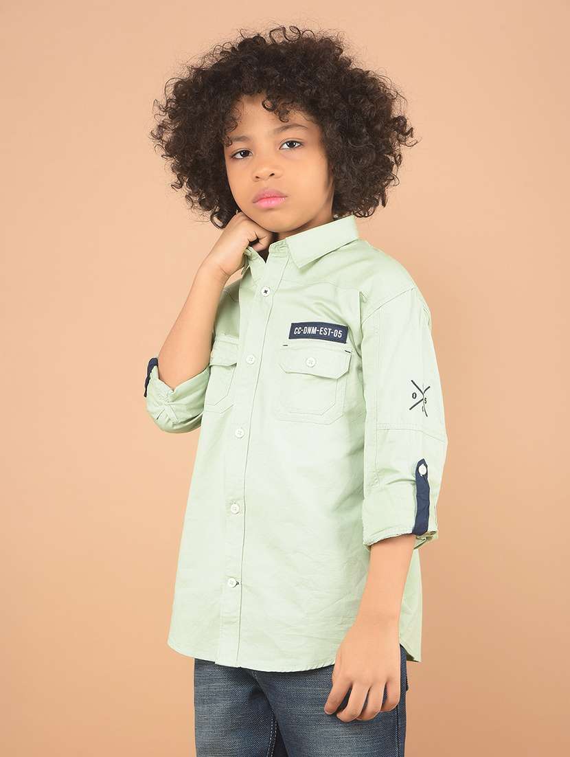 boys solid long sleeve shirt