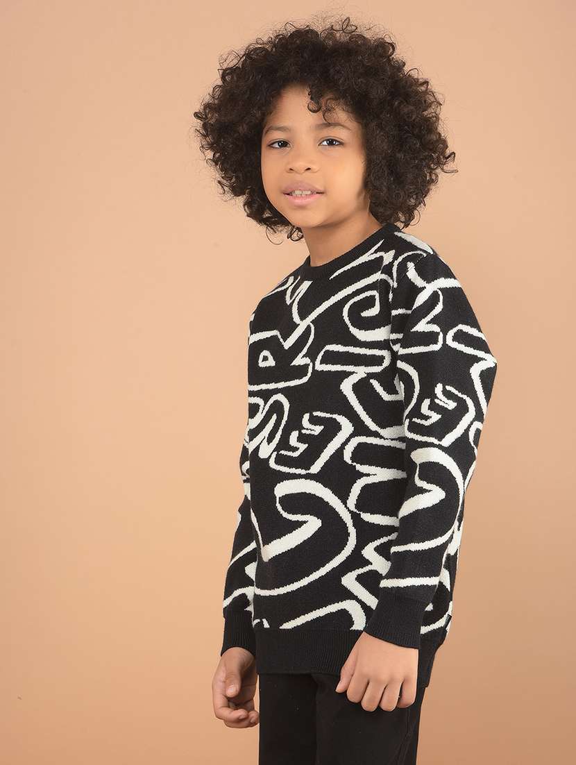 boys printed acrylic long sleeve sweater