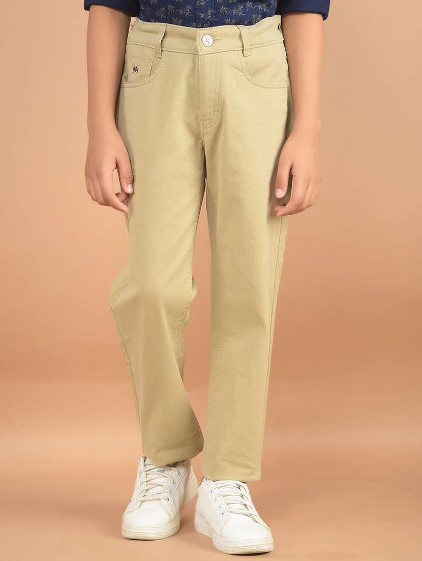 boys plain mid rise chinos trouser