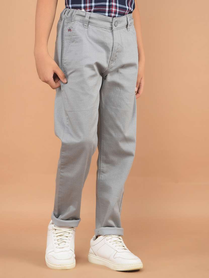 boys plain mid rise chinos trouser