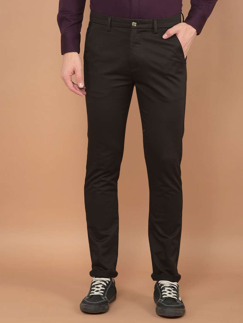 men solid chinos casual trouser