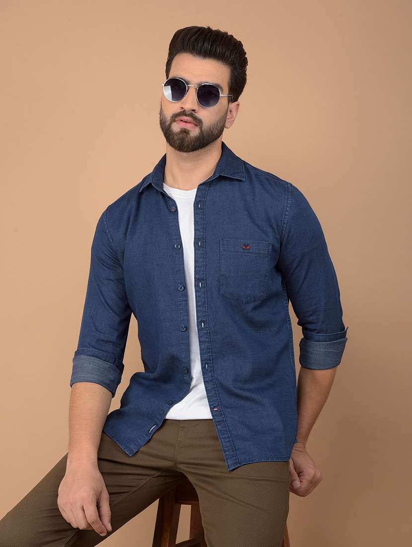 men solid long sleeve casual shirt