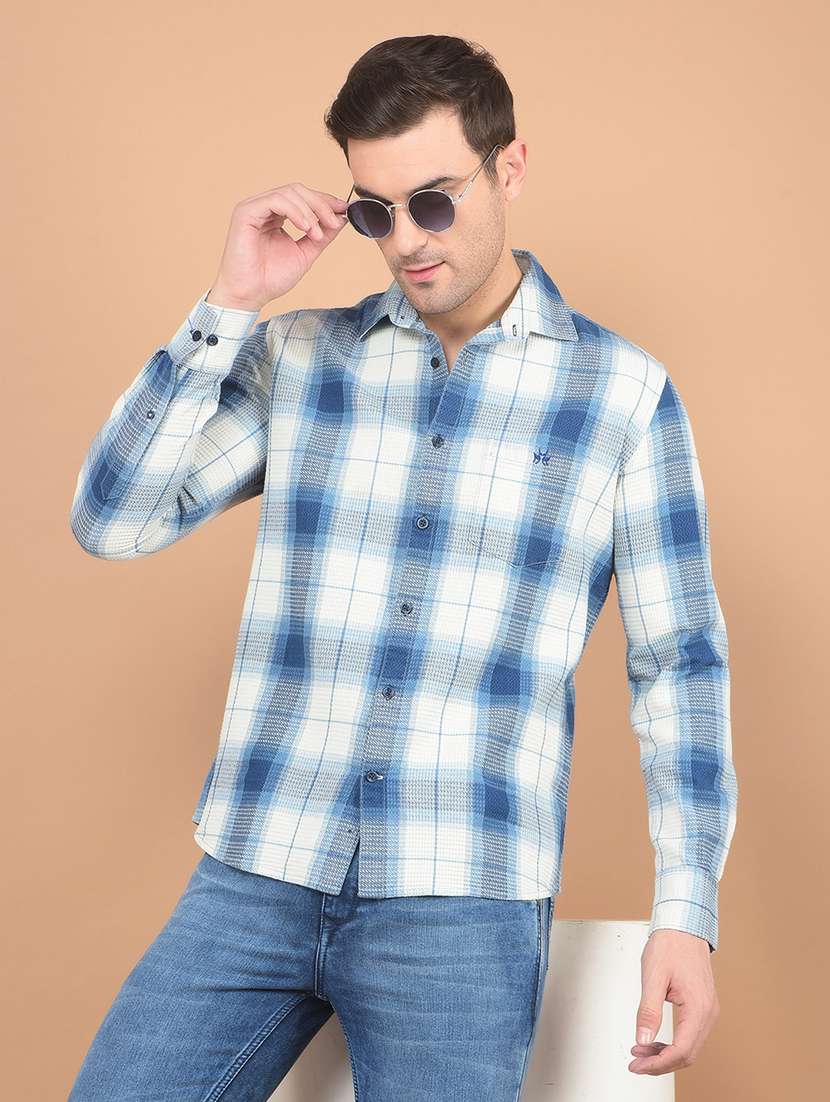 men checkered long sleeve casual shirt - 21635528 -  Standard Image - 2