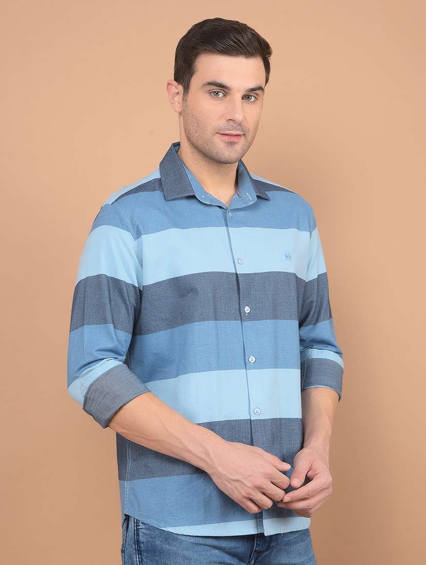 men color block long sleeve casual shirt