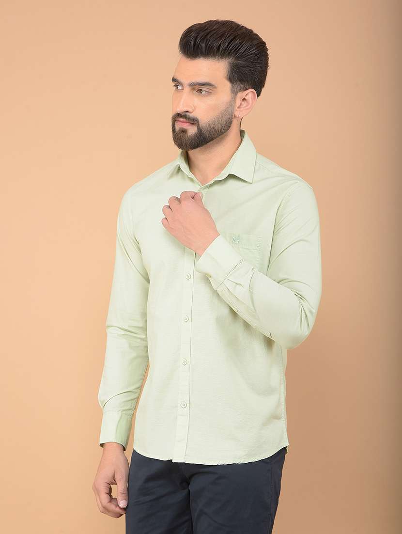 men solid long sleeve casual shirt