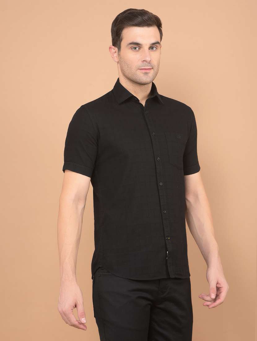 men solid short sleeve casual shirt