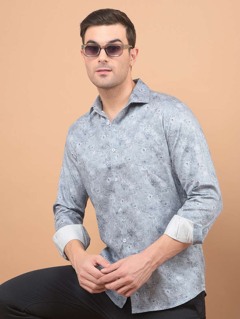 men long sleeves printed casual shirt - 21635597 -  Standard Image - 2
