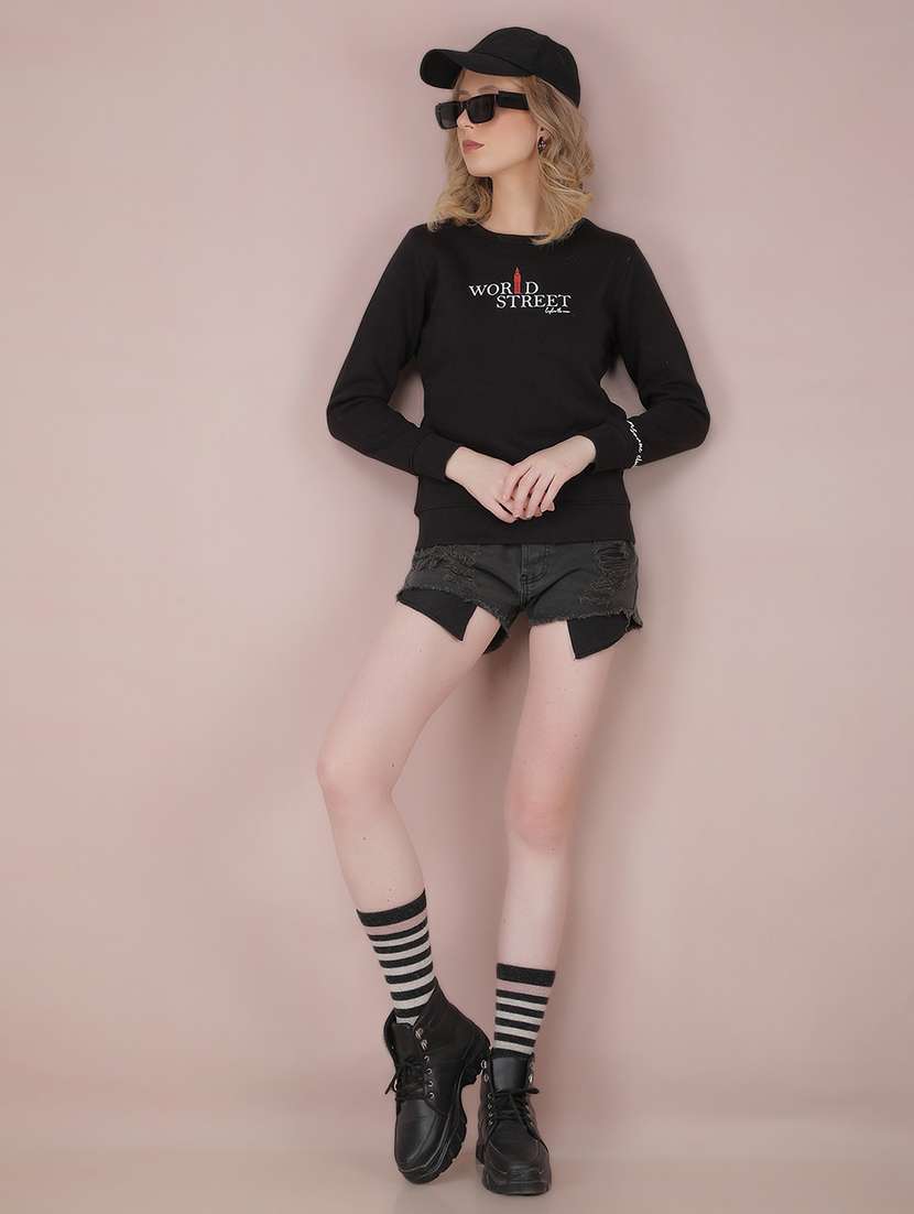 women chest print long sleeve sweatshirt