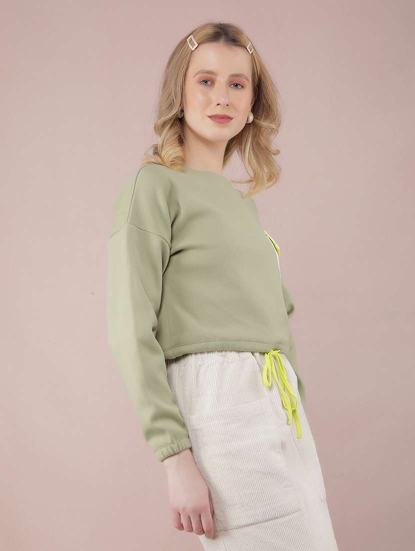 women solid long sleeve sweatshirt - 21635658 - Standard Image - 2