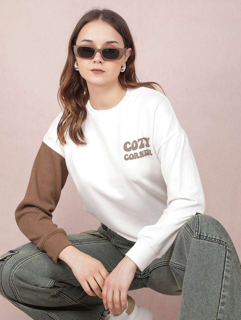 women color block long sleeve sweatshirt - 21635668 -  Standard Image - 2