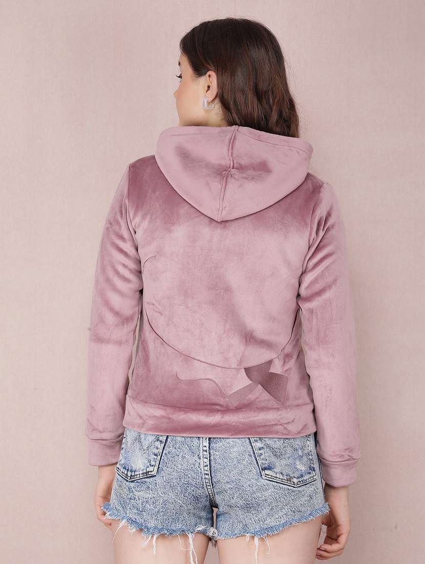women solid zipper long sleeve sweatshirt - 21635670 - Standard Image - 2