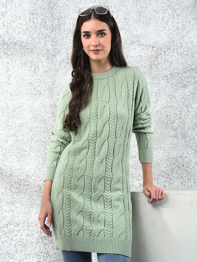crimsoune club women's green long length acrylic dress