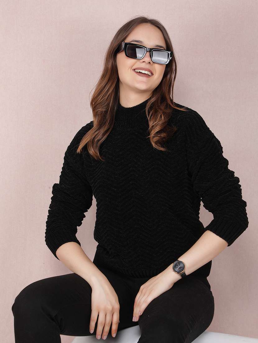 women self design long sleeve pullover - 21635704 - Standard Image - 2