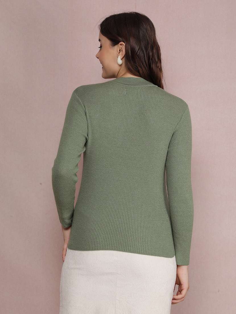 women solid long sleeve pullover - 21635710 - Standard Image - 2