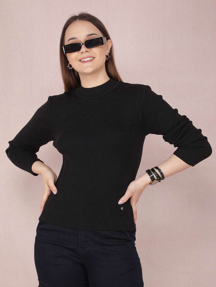 women solid long sleeve pullover - 21635713 -  Standard Image - 2