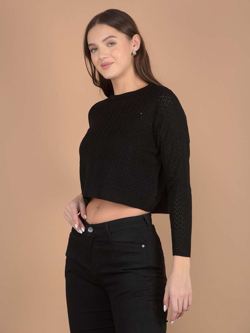 women solid long sleeve pullover