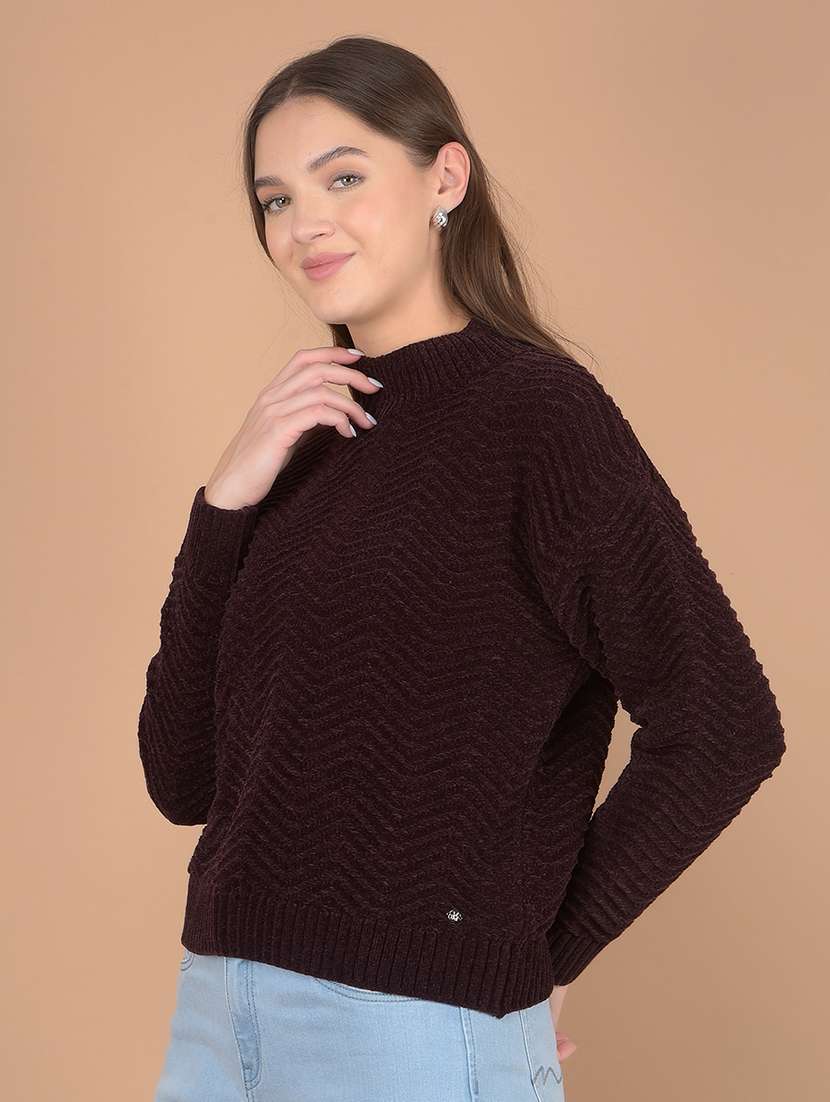 women solid long sleeve pullover - 21635720 - Standard Image - 2