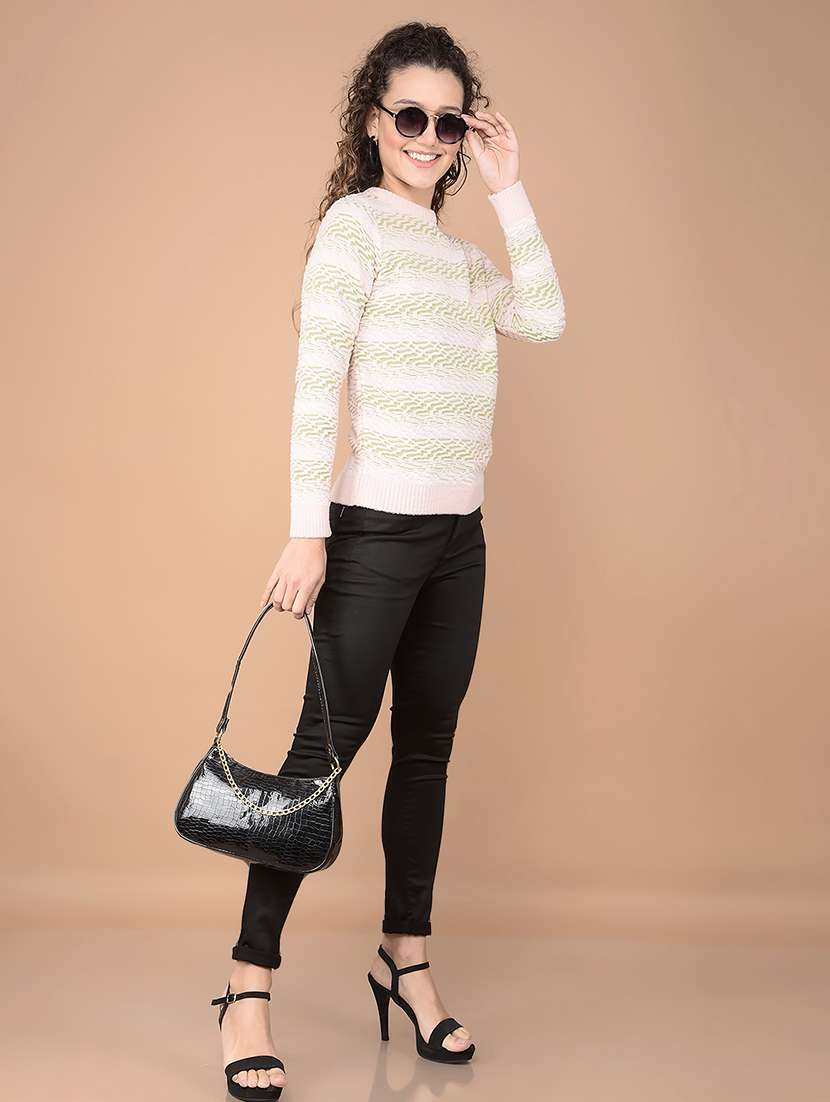 Women Striped Long Sleeve Pullover