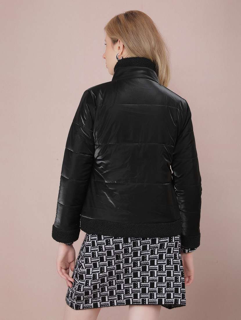 women long sleeves solid quilted jacket - 21635736 - Standard Image - 2