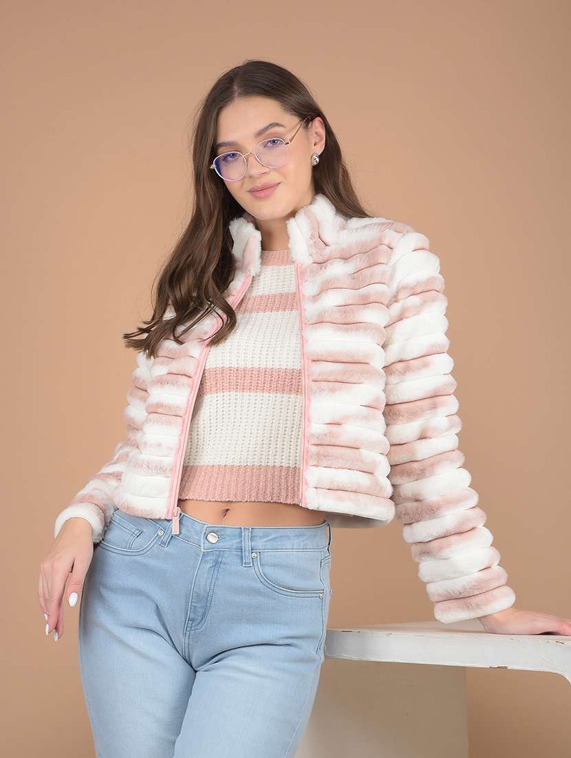 women long sleeve fur jacket - 21635747 - Standard Image - 2
