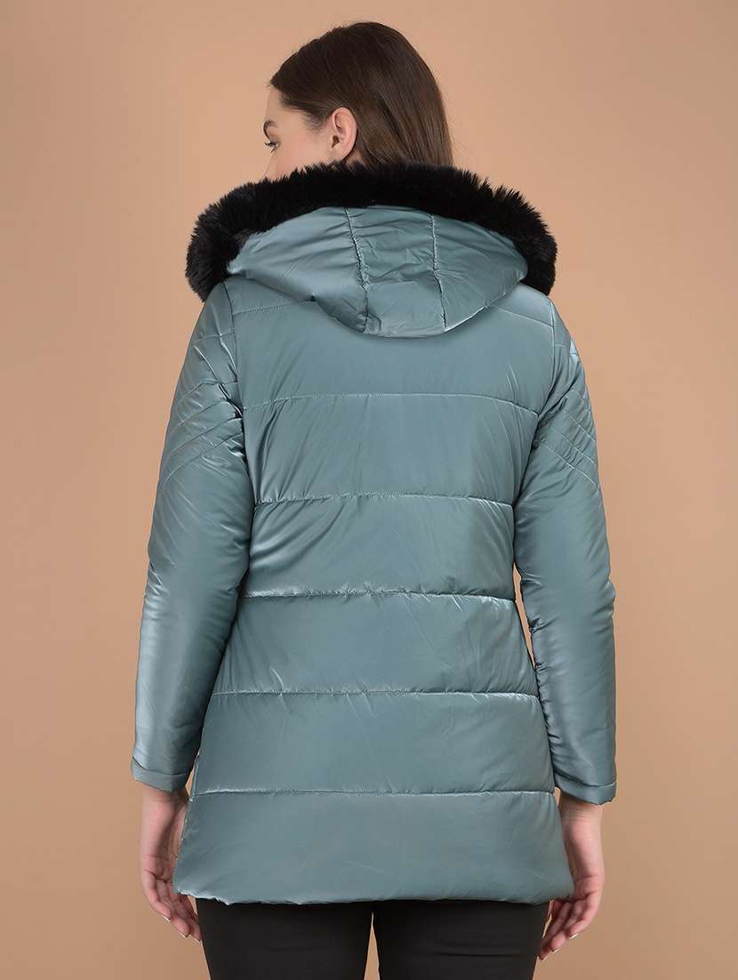 women solid long sleeve hooded quilted jacket - 21635749 -  Standard Image - 2