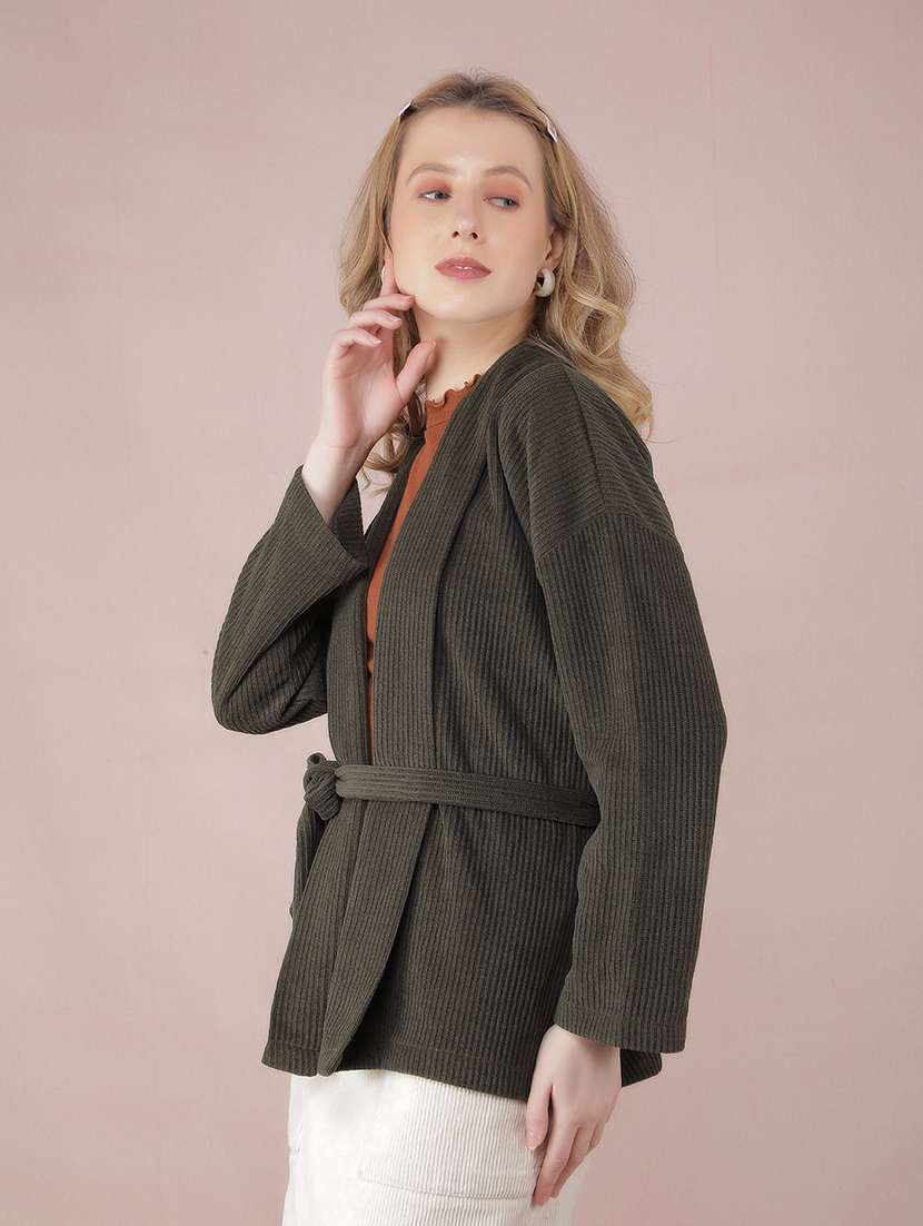 women long sleeves solid regular shrug