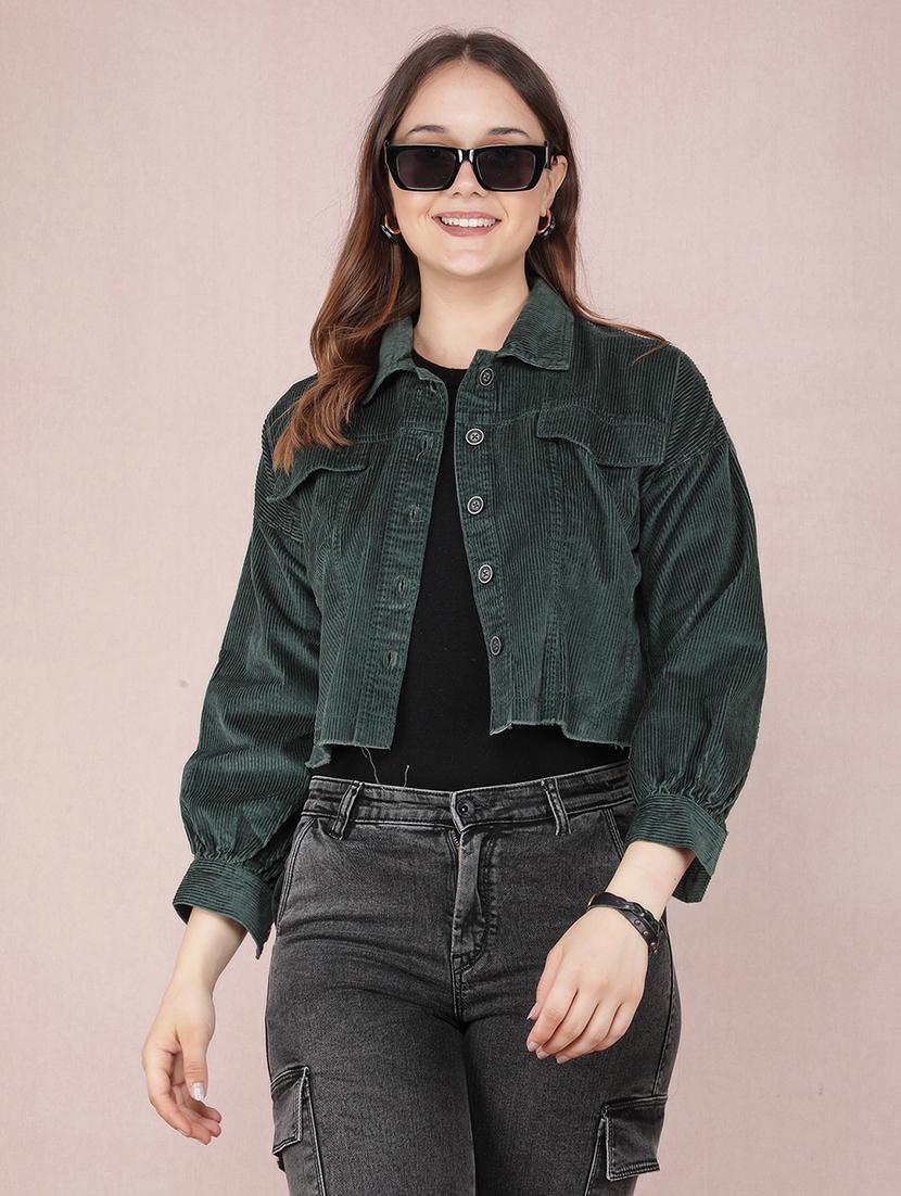 women solid collared long sleeve jacket - 21635757 - Zoom Image - 0