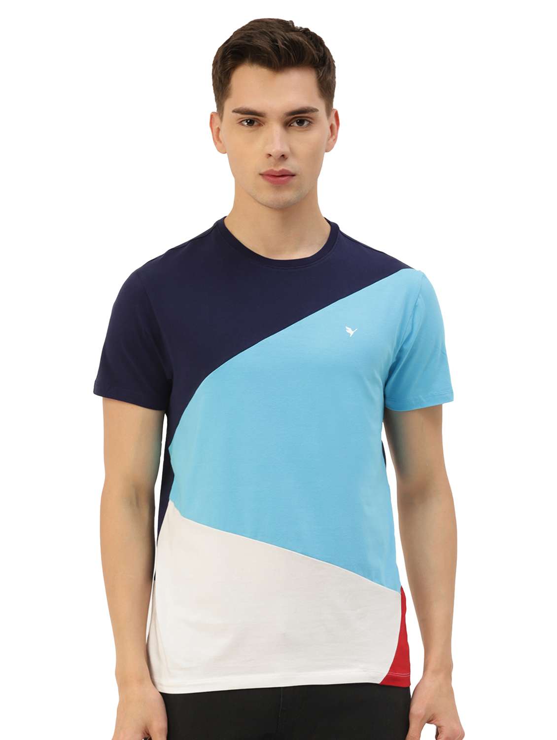men regular fit color block short sleeve t-shirt