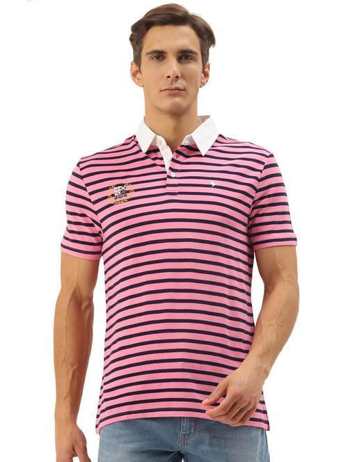 men regular fit striped short sleeve polo t-shirt - 21635925 - Standard Image - 0
