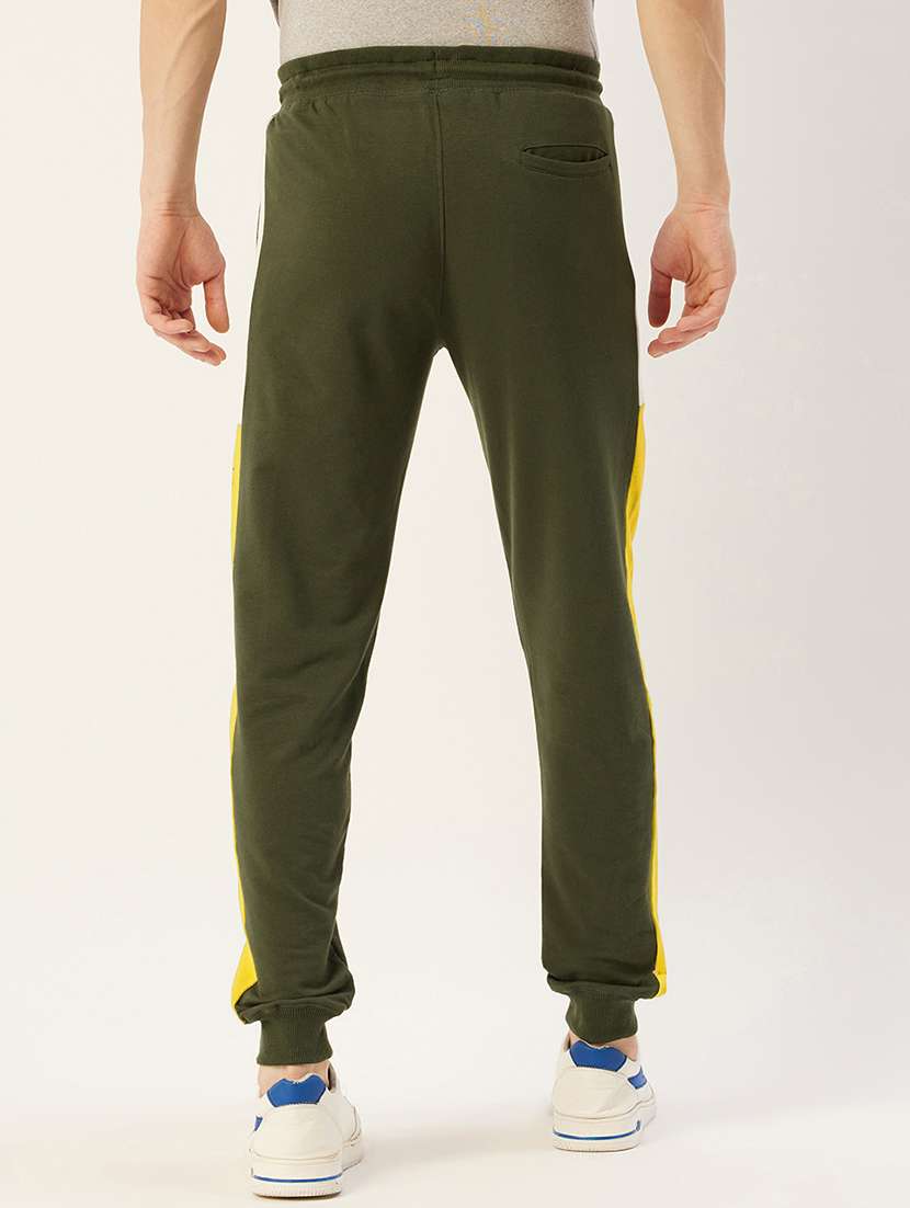 men olive color block joggers - 21636119 -  Standard Image - 2