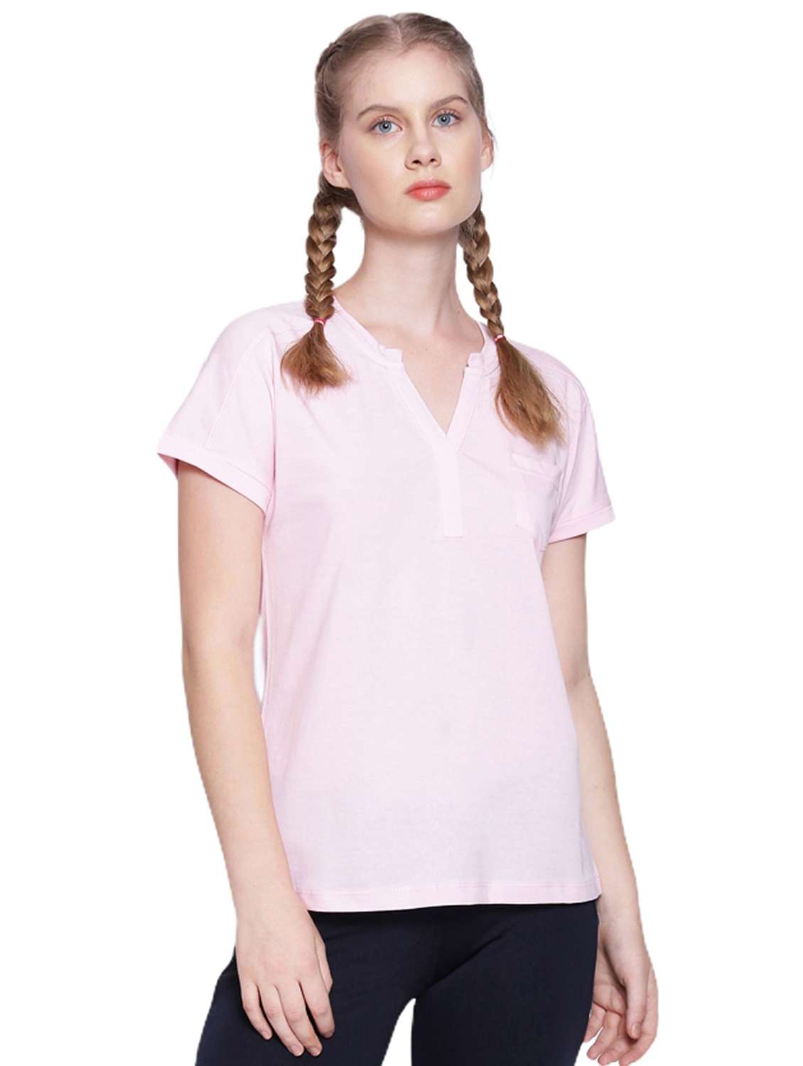 women solid notch neck top - 21636171 - Standard Image - 2