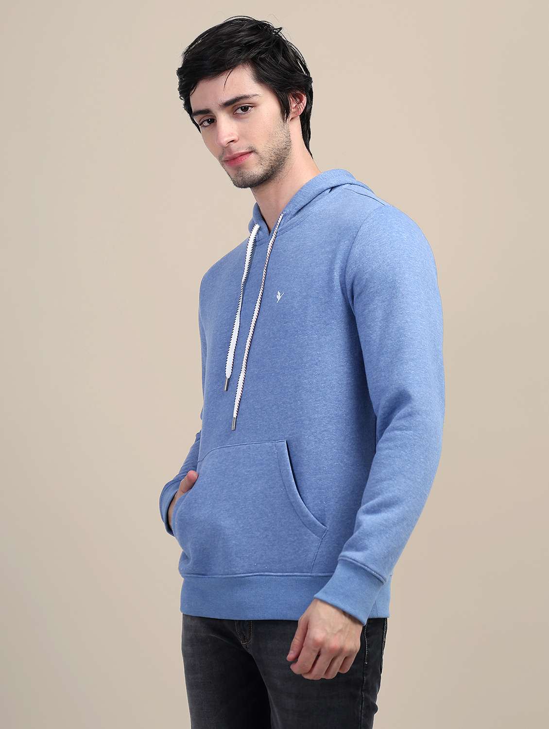 men solid long sleeve hooded sweatshirt - 21636186 -  Standard Image - 2