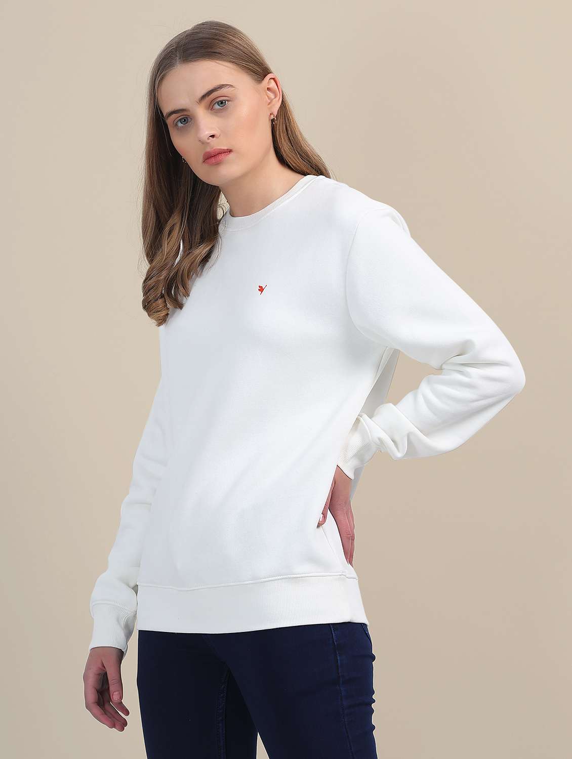 women solid crew neck sweatshirt - 21636195 -  Standard Image - 2