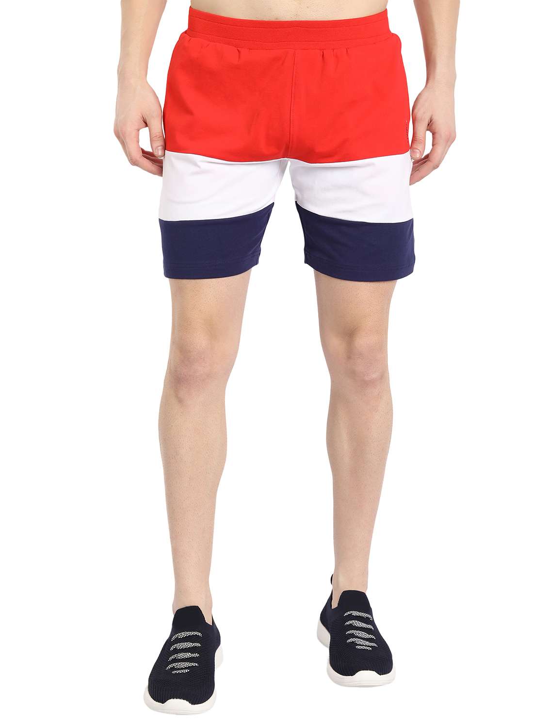 men mid rise color block shorts