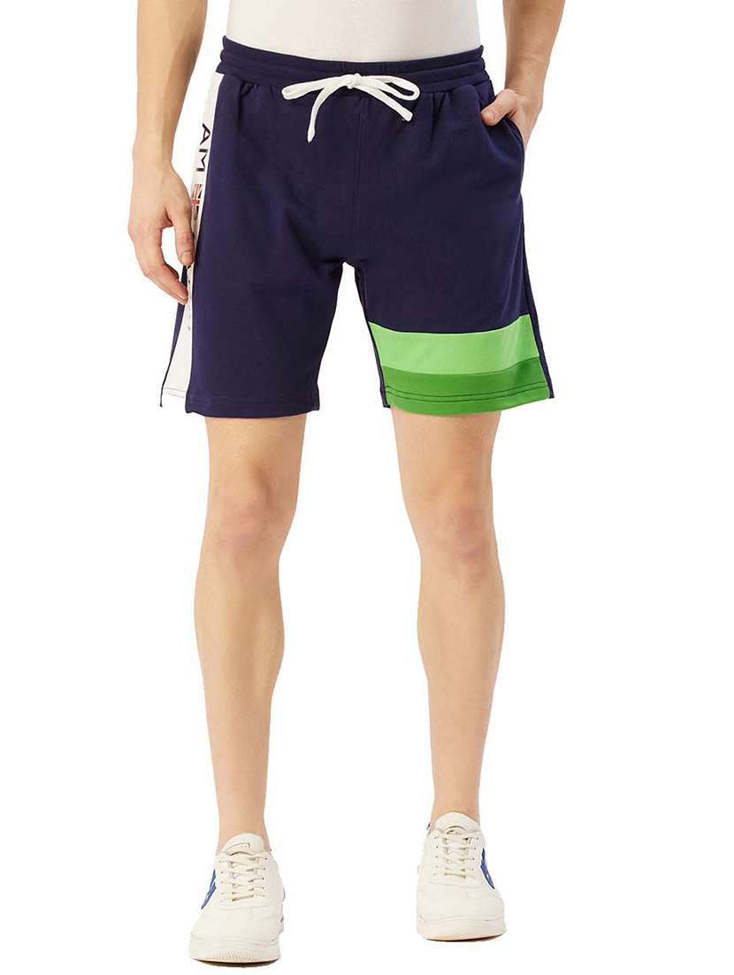 men color block mid rise shorts