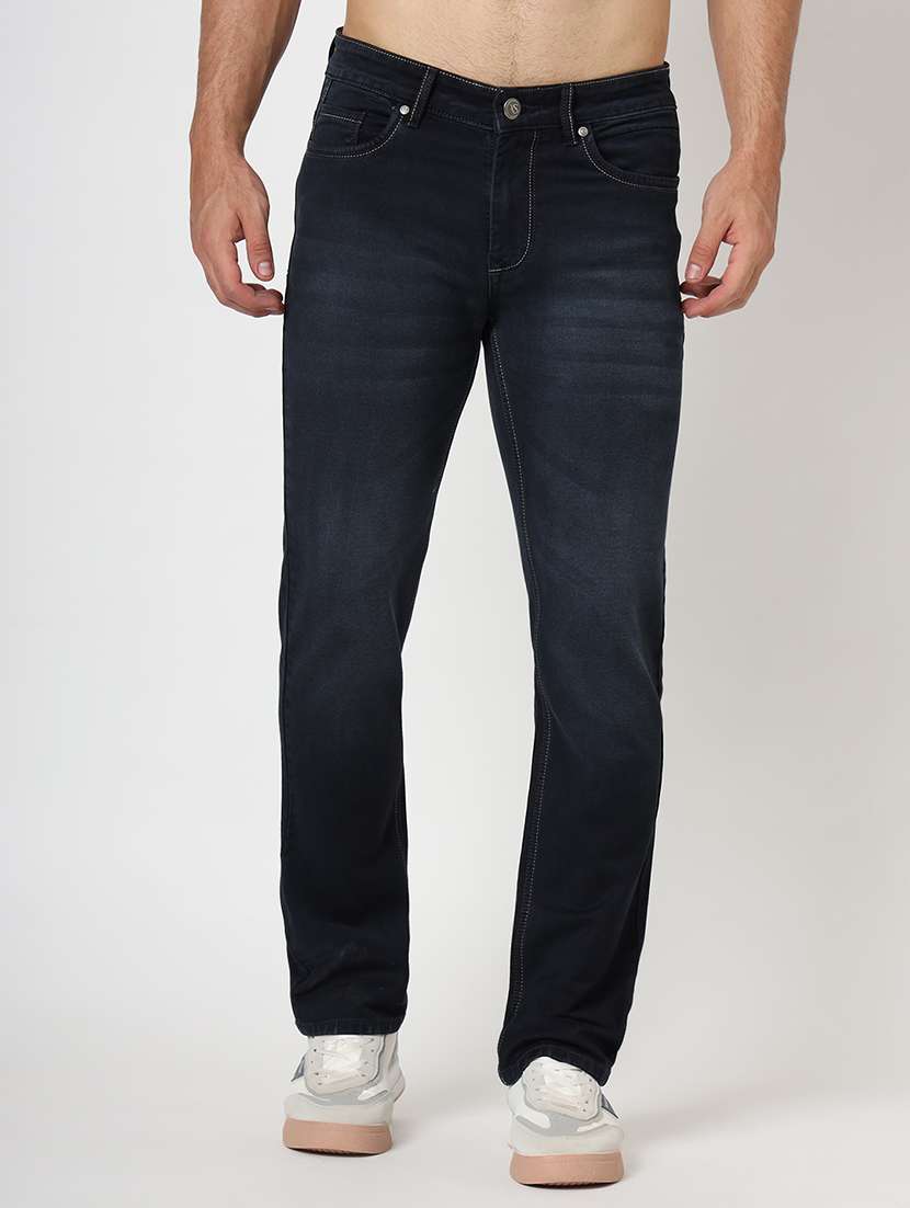 men plain mid rise denim jeans
