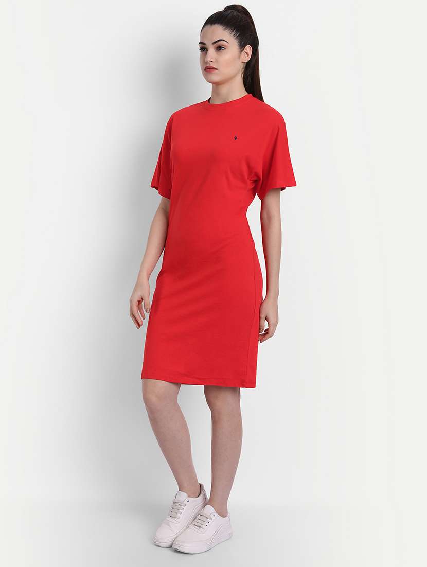 women red cotton sheath dress - 21636296 - Standard Image - 2