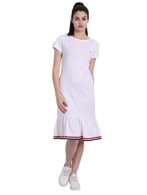 women white solid round neck a-line dress - 21636297 - Standard Image - 0