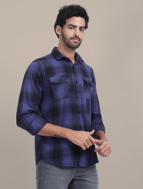men regular fit checkered double pocket casual shirt - 21636339 -  Standard Image - 0