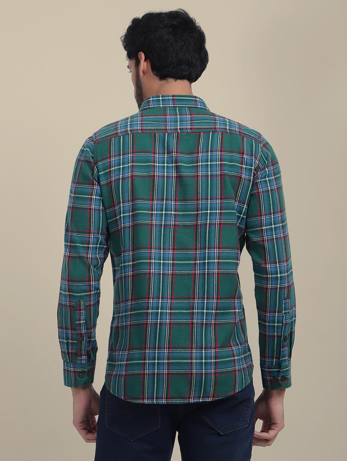 men regular fit checkered double pocket casual shirt - 21636344 - Standard Image - 2