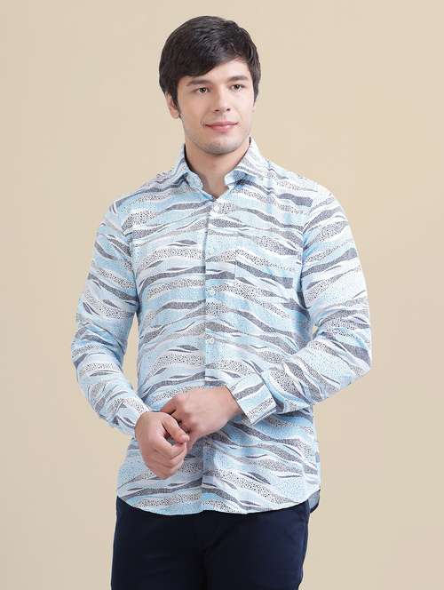 men regular fit printed single pocket casual shirt - 21636365 -  Standard Image - 0