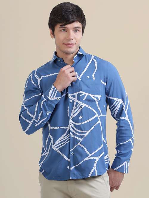 men regular fit printed single pocket casual shirt - 21636371 -  Standard Image - 0