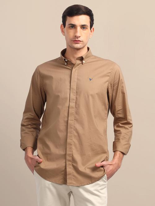 men regular fit plain single pocket casual shirt - 21636410 -  Standard Image - 0
