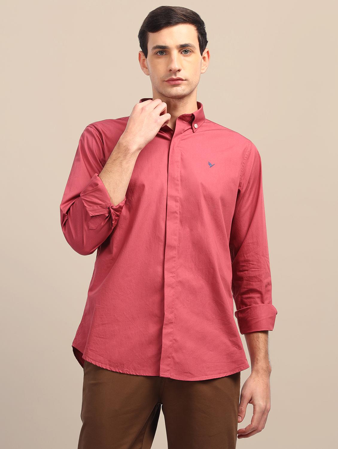 men regular fit plain single pocket casual shirt - 21636414 - Zoom Image - 0