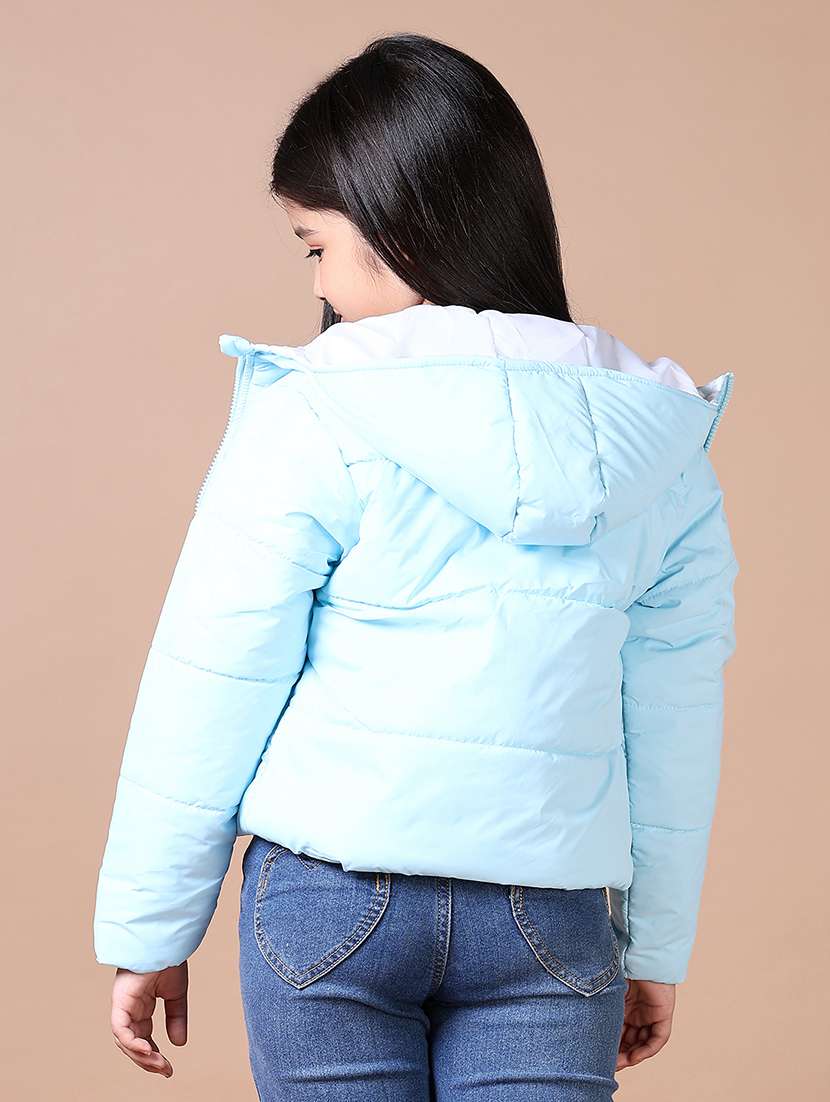girls solid hooded quilted jacket - 21636449 -  Standard Image - 2