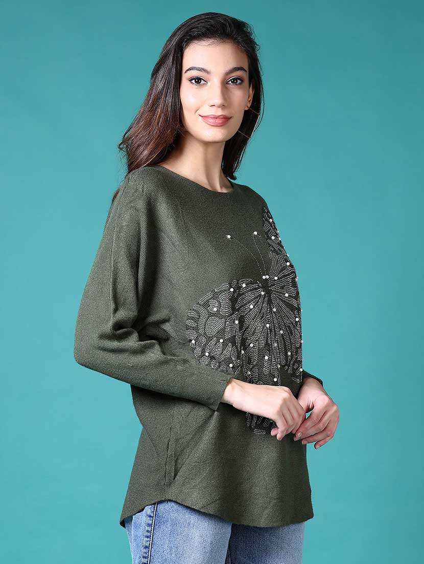 women embellished long sleeves pullover - 21636489 -  Standard Image - 2