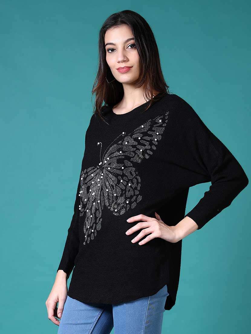 women embellished long sleeves pullover - 21636490 -  Standard Image - 2